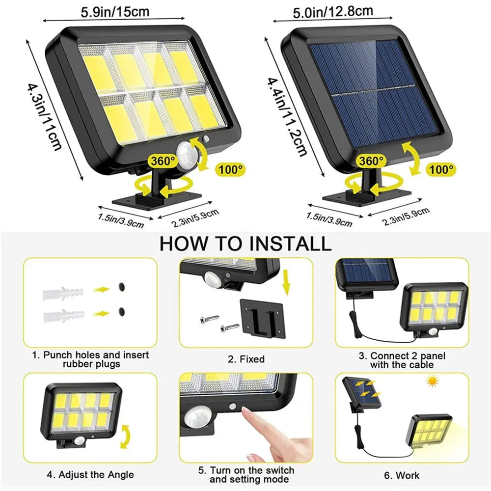 Lampe Solaire 106LED Applique Murale Étanche