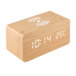 Réveil numérique en bois avec chargeur induction
