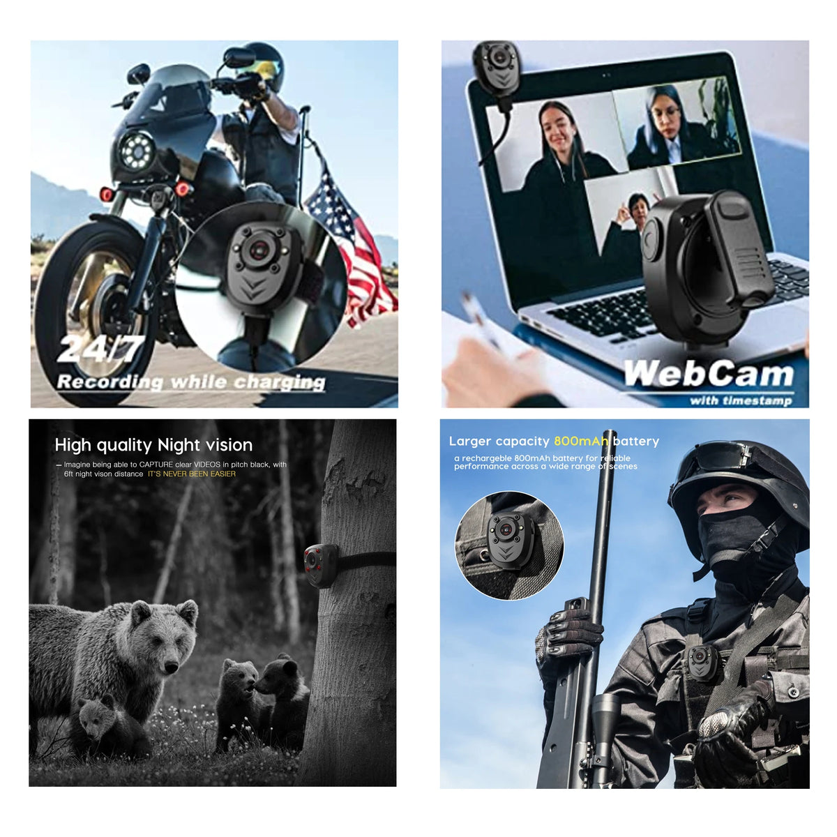 Mini Caméra à Clip 850A HD 1080P – Vision Nocturne IR, Enregistrement en Boucle & Autonomie 4 à 6 h + Carte SD Inclus