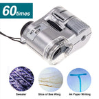 60X Pocket Magnifier with LED - Mini Portable Microscope for Jewelry, Currencies and Precision Inspection
