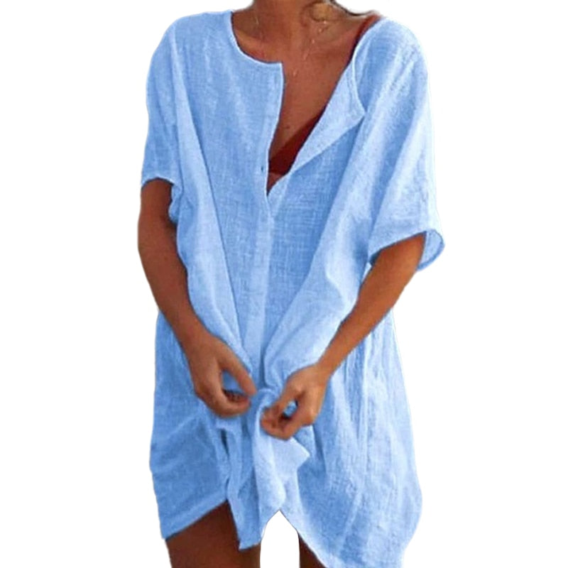 Robe de Plage en Lin et Coton