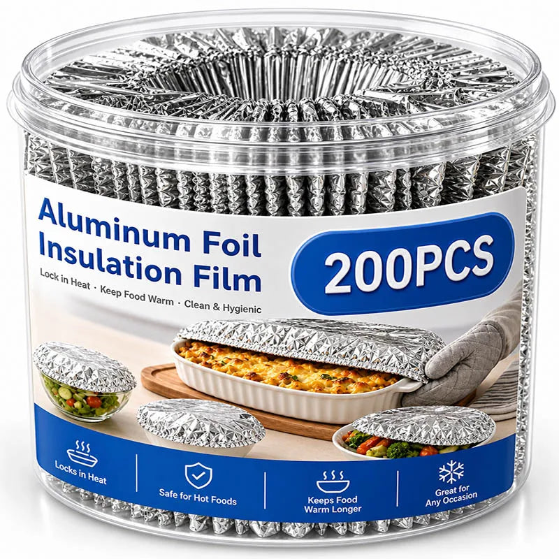 Lot de 100 Couvre-Aliments Jetables en Aluminium – Housses Isolantes pour Conservation des Plats, Fruits et Aliments