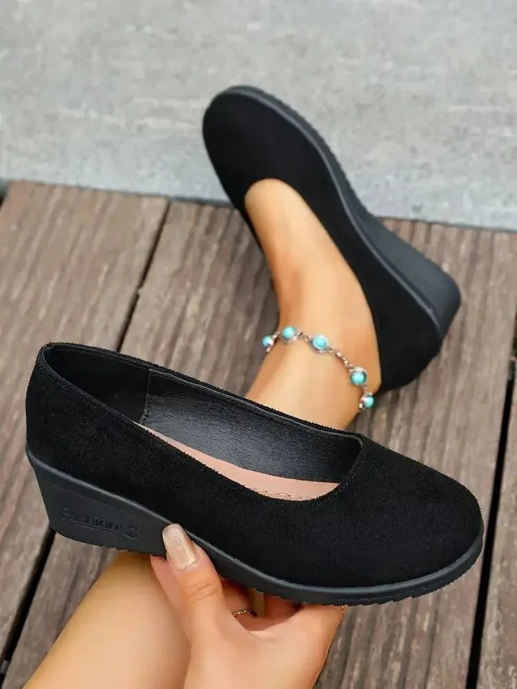 Ballerines Compensées pour Femme – Bout Rond, Semelle Souple et Confortable
