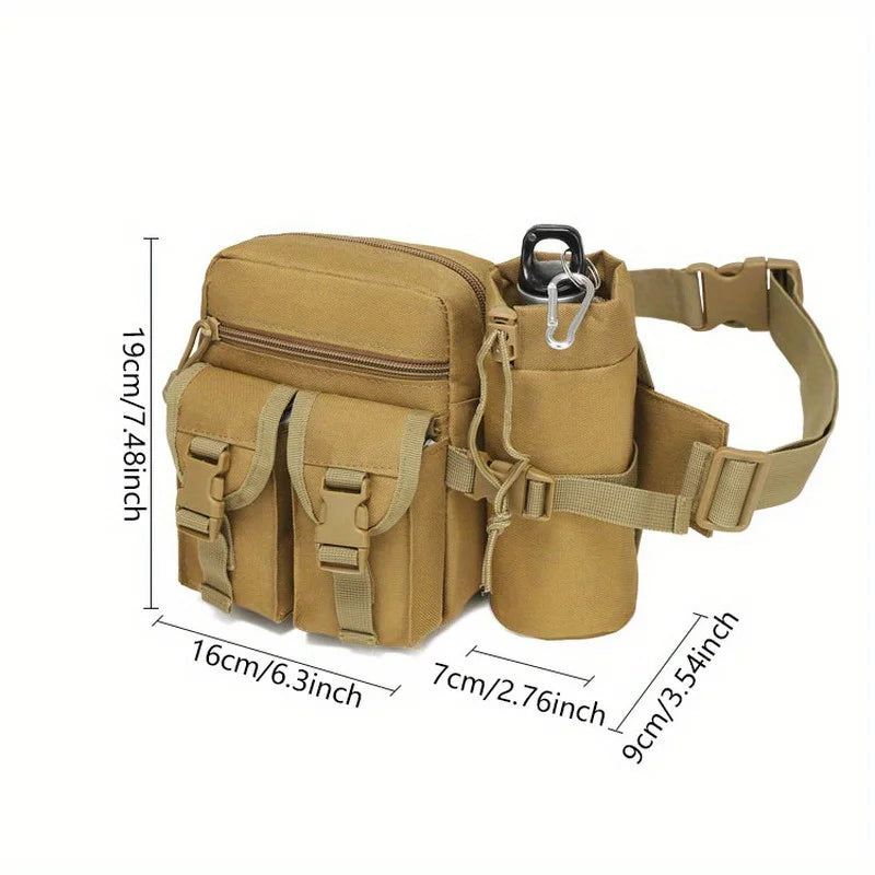 Sac Banane Tactique Homme en Nylon – Poches pour Téléphone & Bouteille – Randonnée, Camping, Chasse & Sports Outdoor