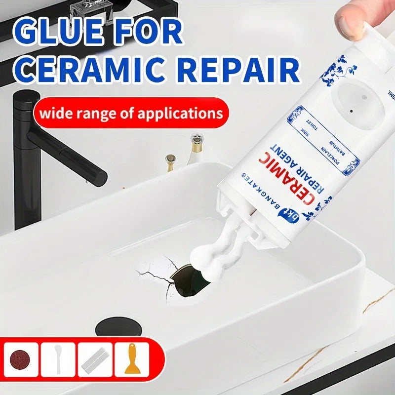 Pâte de Réparation Carrelage & Céramique – Rebouchage des Fissures et Éclats – Pour Porcelaine, Émail & Marbre