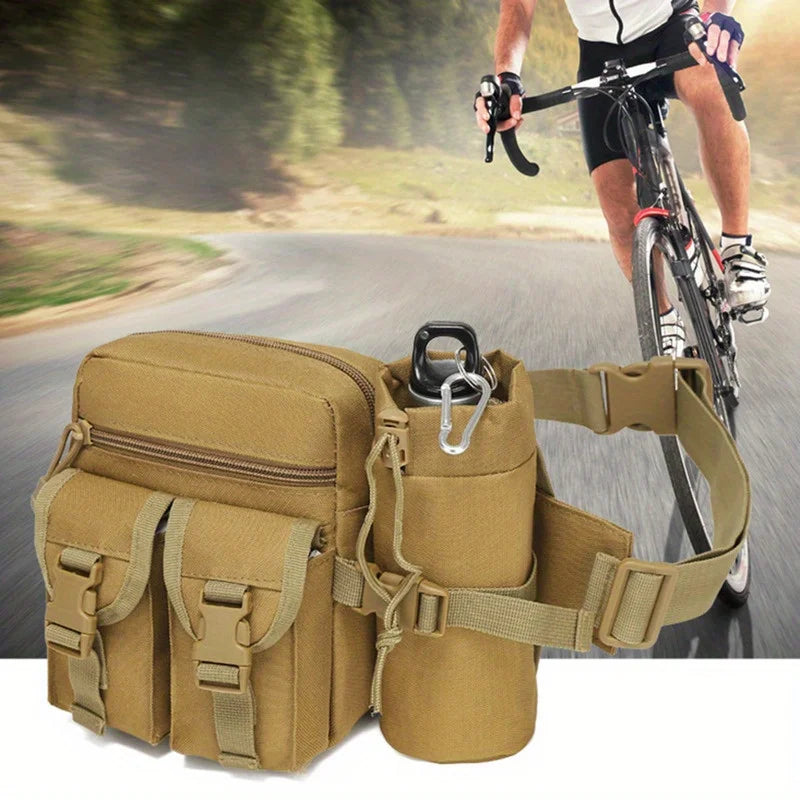 Sac Banane Tactique Homme en Nylon – Poches pour Téléphone & Bouteille – Randonnée, Camping, Chasse & Sports Outdoor