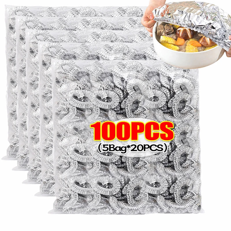 Lot de 100 Couvre-Aliments Jetables en Aluminium – Housses Isolantes pour Conservation des Plats, Fruits et Aliments