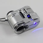 60X Pocket Magnifier with LED - Mini Portable Microscope for Jewelry, Currencies and Precision Inspection
