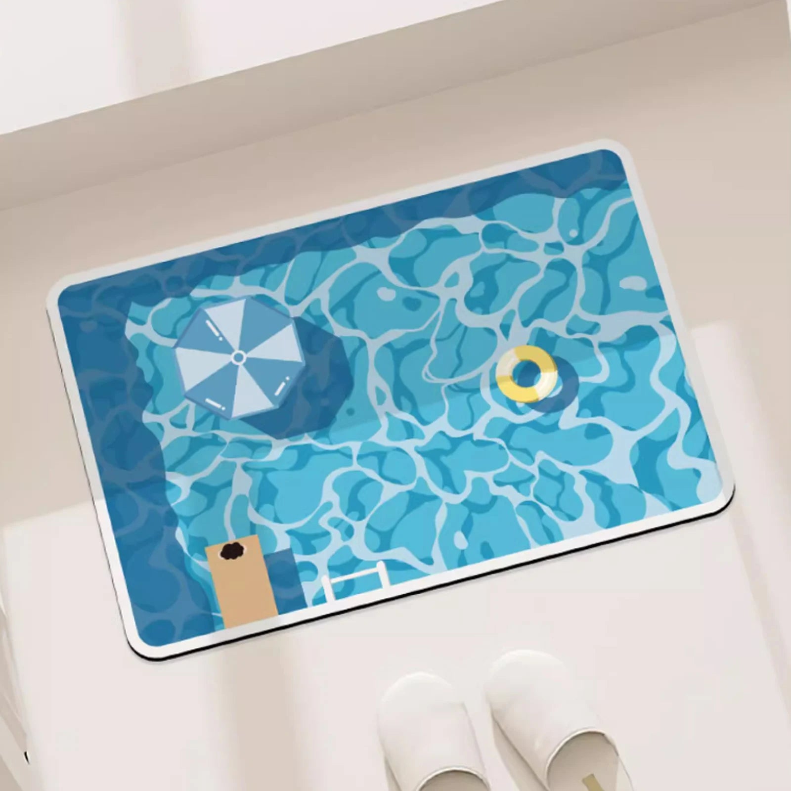 Alfombrilla de baño antideslizante de secado rápido - diseño piscina