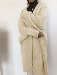 Cardigan long tricoté à grosses mailles