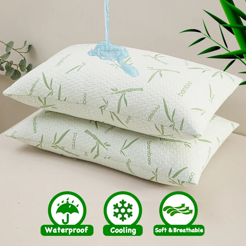 Lot de 2 Taies d'Oreiller en Fibre de Bambou – Doux, Rafraîchissantes & à Fermeture Éclair