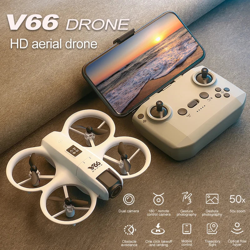 Drone V66 avec Double Caméra 4K & Zoom 50x