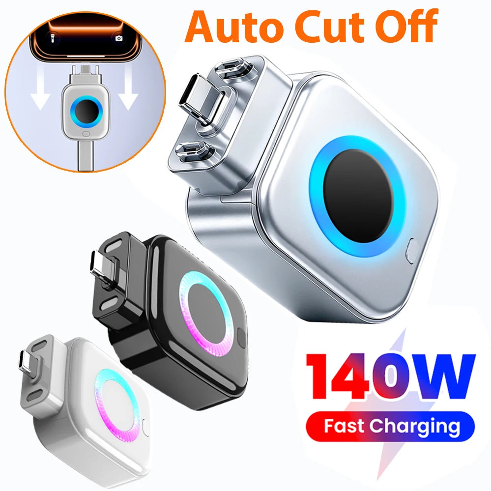Smart 140W USB-C Fast Charger – Automatic Shut-off at Full Charge for Phones