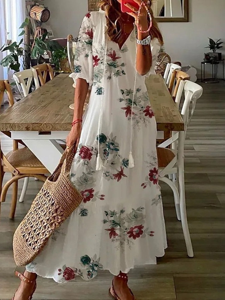 Women's Floral Print Long Summer Dress