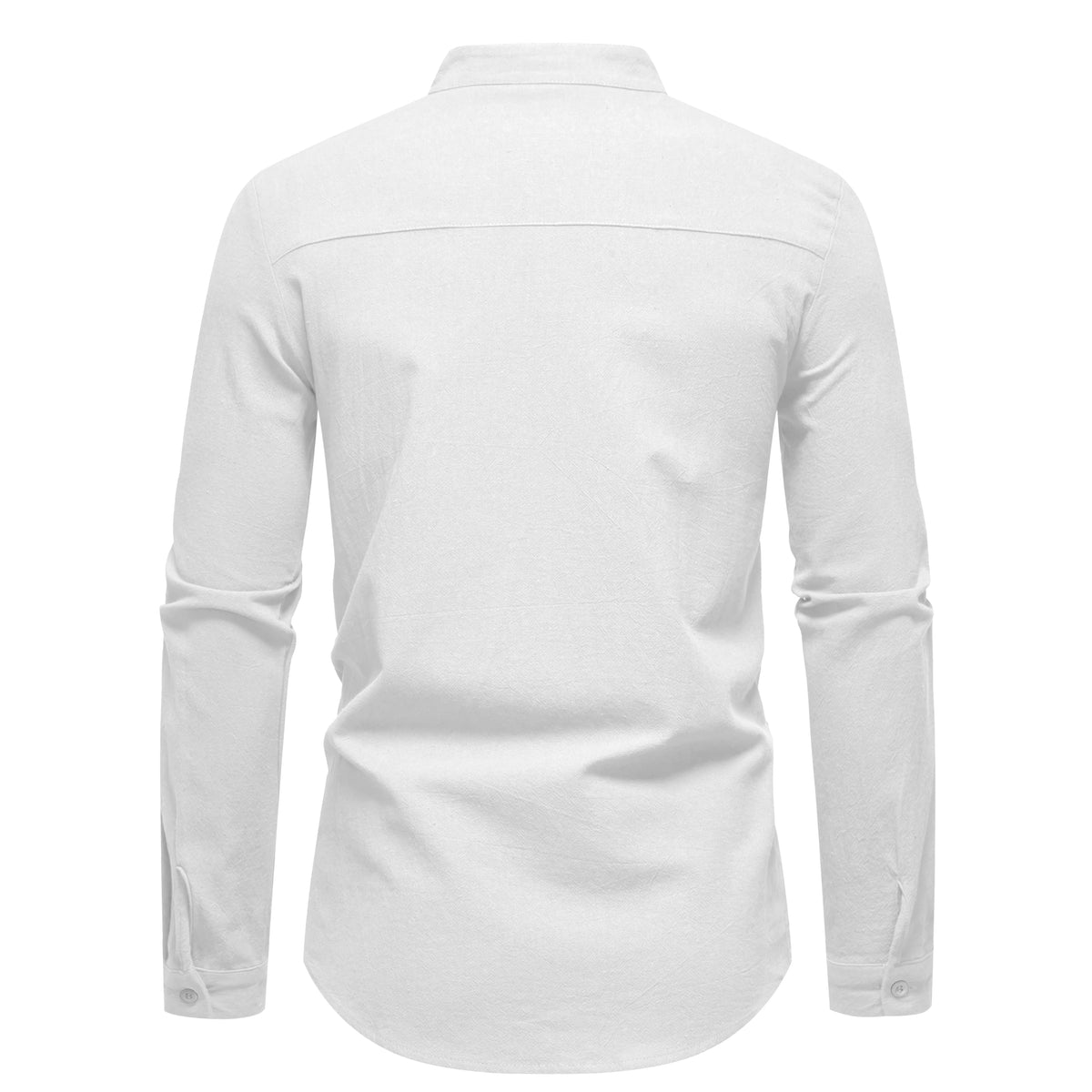 Chemise Homme en Coton Pur à Col Mao – Manches Longues, Décontractée Mi-Saison