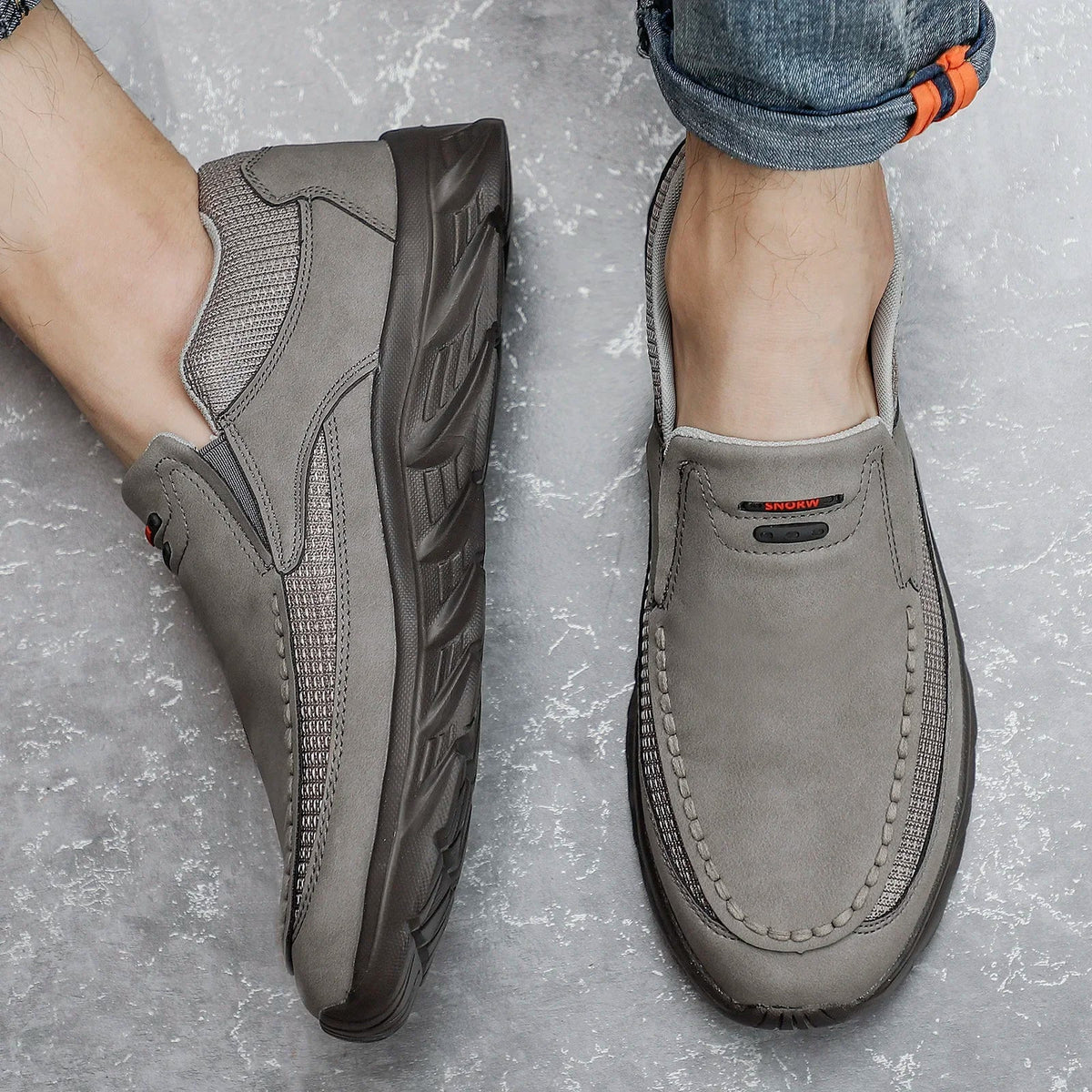 Chaussures Slip-on en Cuir PU et Maille - Homme