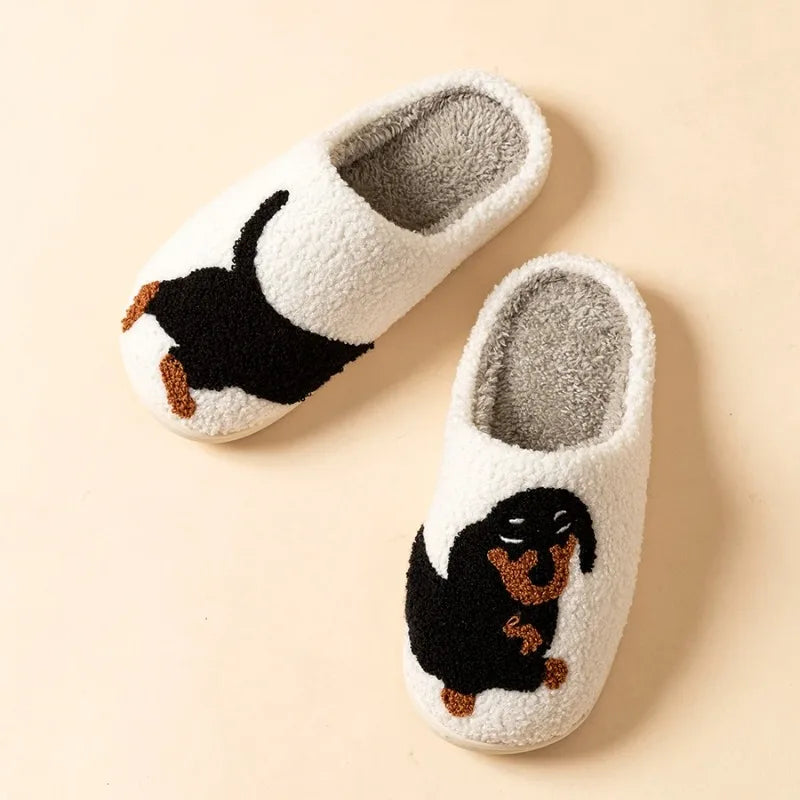 Pantoufles en Coton Femme – Motif Teckel Mignon