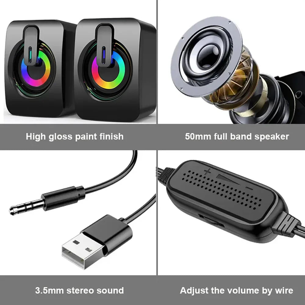 Haut-Parleur d'Ordinateur Filaire Stéréo HD avec Microphone