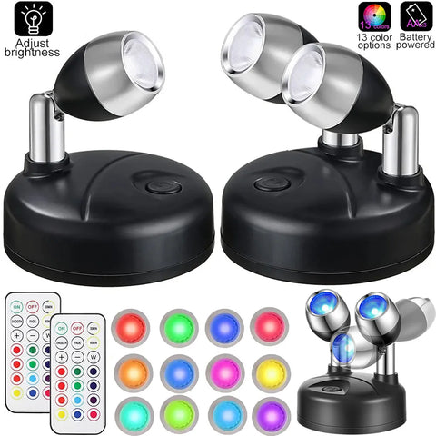 Pack de 2 Projecteurs LED sans-fil avec télécommande