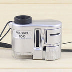 60X Pocket Magnifier with LED - Mini Portable Microscope for Jewelry, Currencies and Precision Inspection