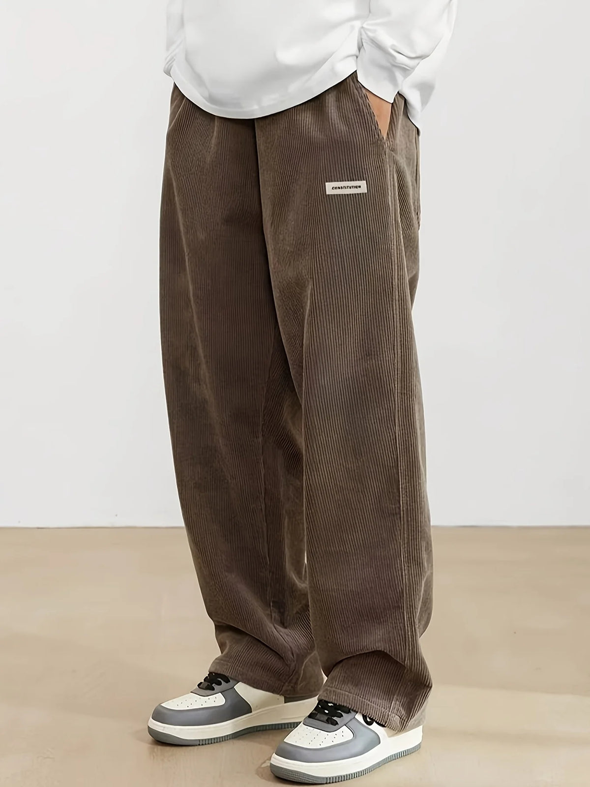 Pantalon Homme en Velours Côtelé Coupe Oversize - Style Décontracté & Cozy