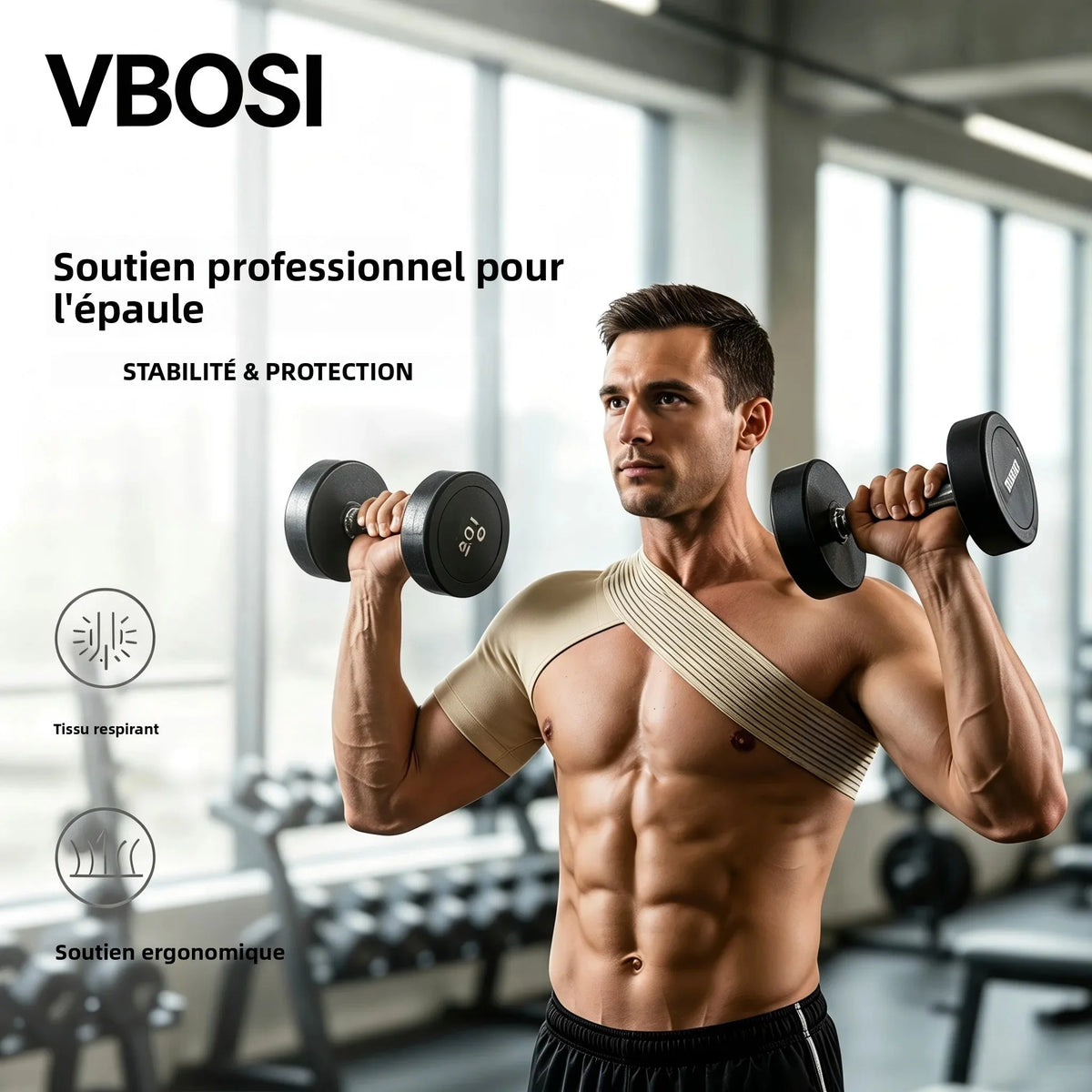 Attelle d’Épaule Respirante & Réglable – Manchon de Compression & Maintien Sportif