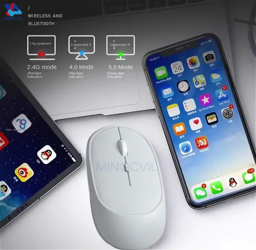 Rechargeable Bluetooth Wireless Mouse – Silent, Ergonomic, and Adjustable DPI
