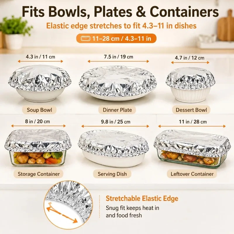 Lot de 100 Couvre-Aliments Jetables en Aluminium – Housses Isolantes pour Conservation des Plats, Fruits et Aliments