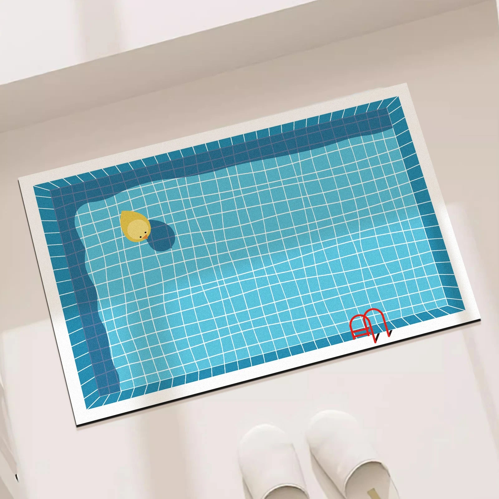Tapis de bain antidérapant séchage rapide - motif piscine
