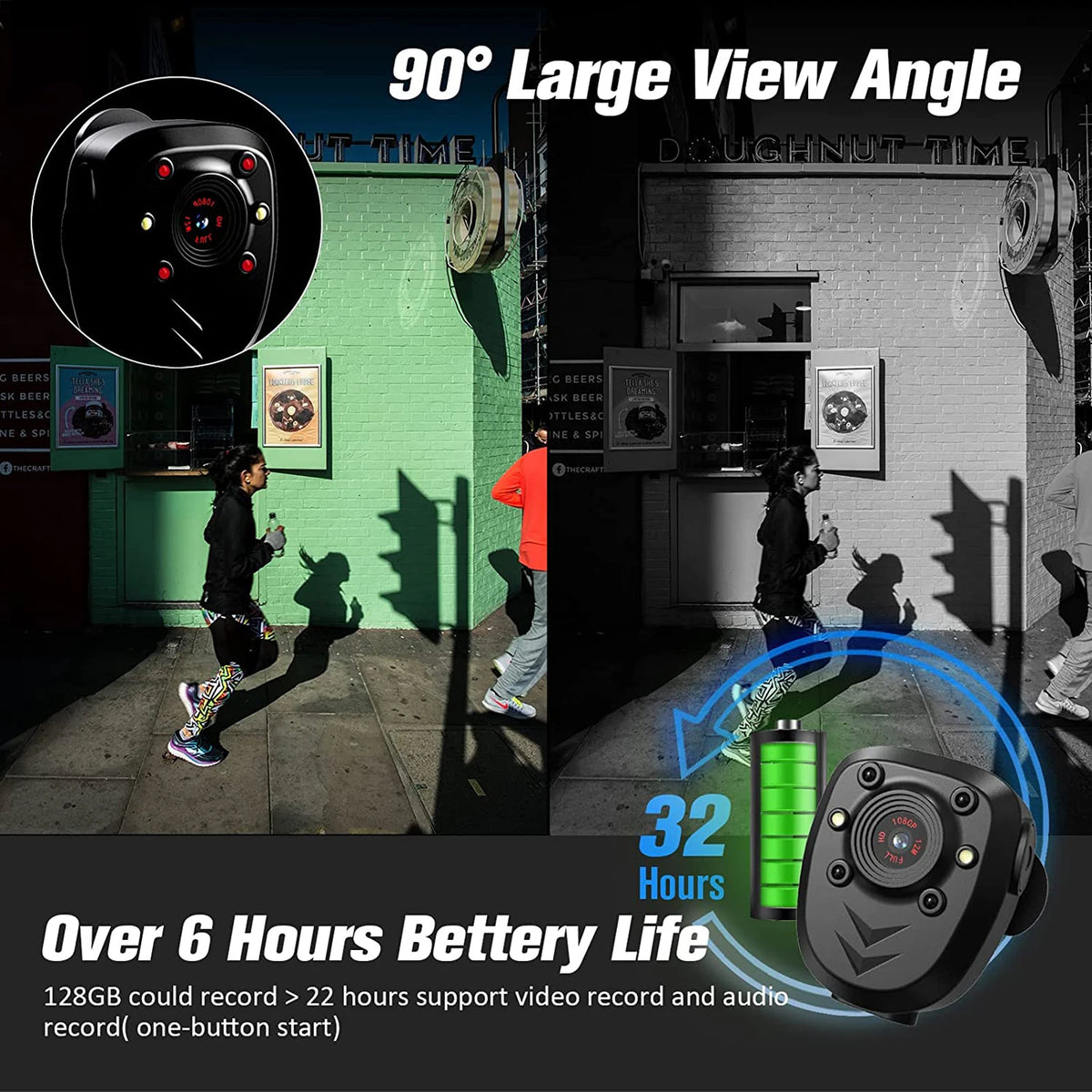 Mini Caméra à Clip 850A HD 1080P – Vision Nocturne IR, Enregistrement en Boucle & Autonomie 4 à 6 h + Carte SD Inclus