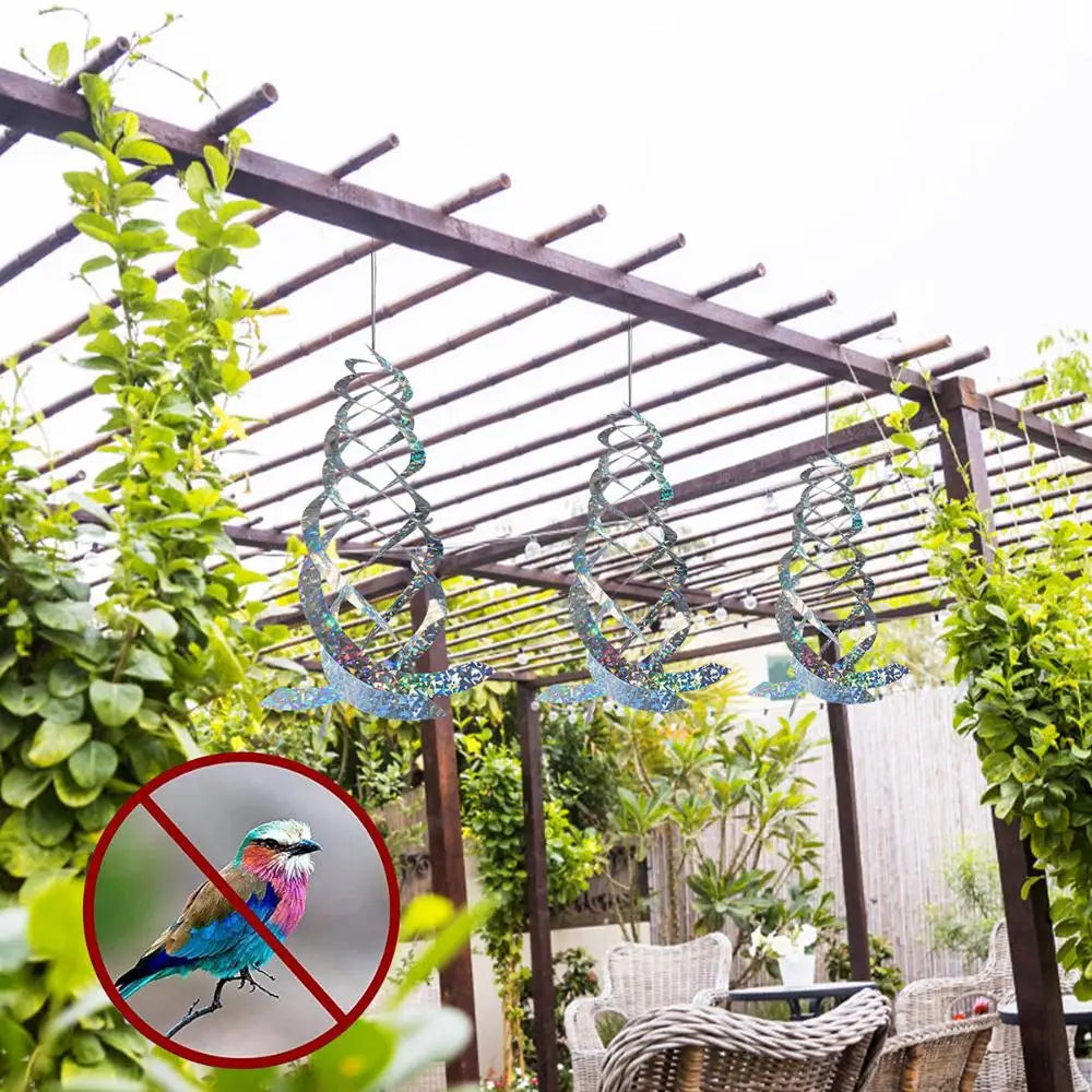 3x Répulsif Innovant à Oiseaux en Miroir - Spirale Rotative