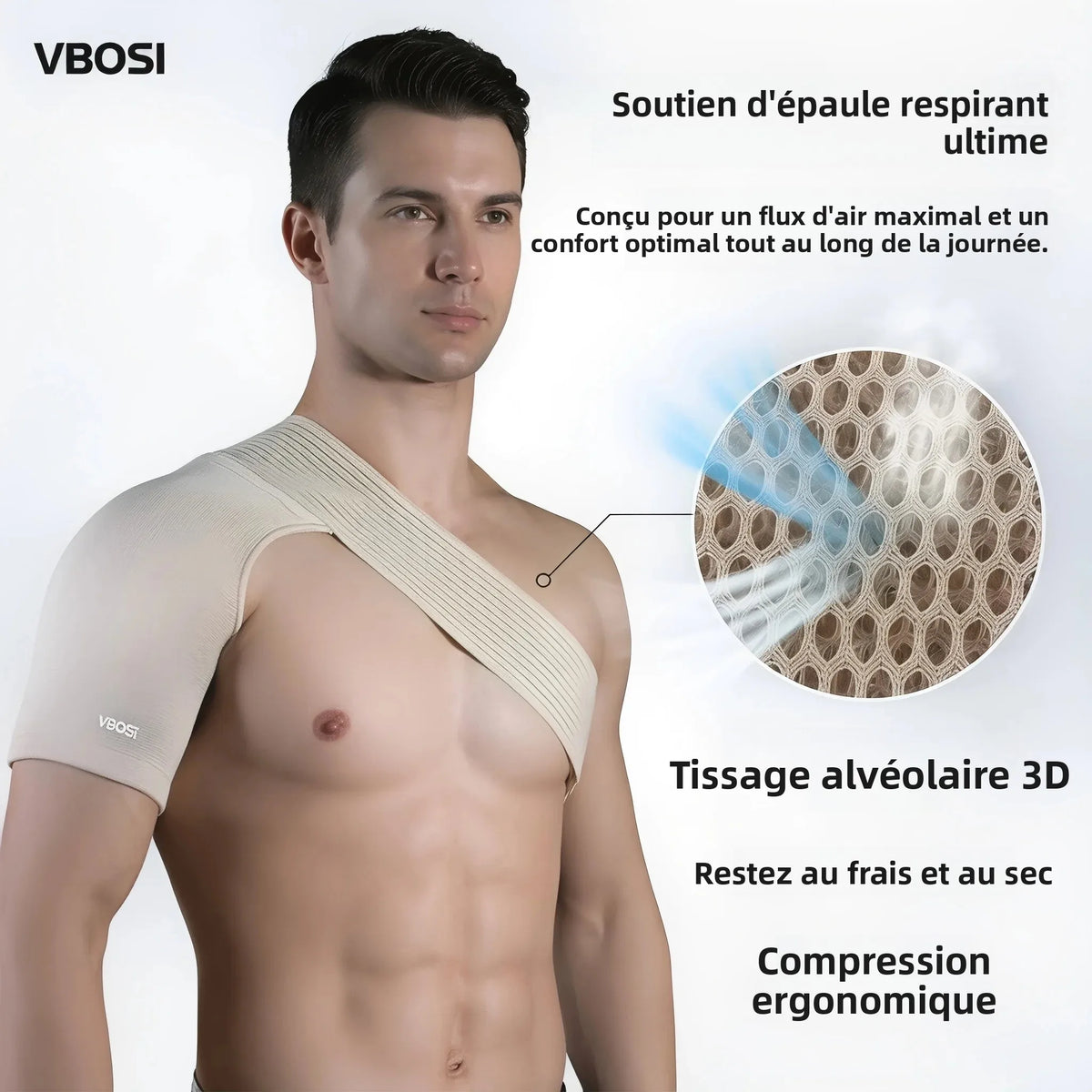 Attelle d’Épaule Respirante & Réglable – Manchon de Compression & Maintien Sportif