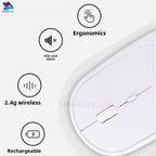 Rechargeable Bluetooth Wireless Mouse – Silent, Ergonomic, and Adjustable DPI