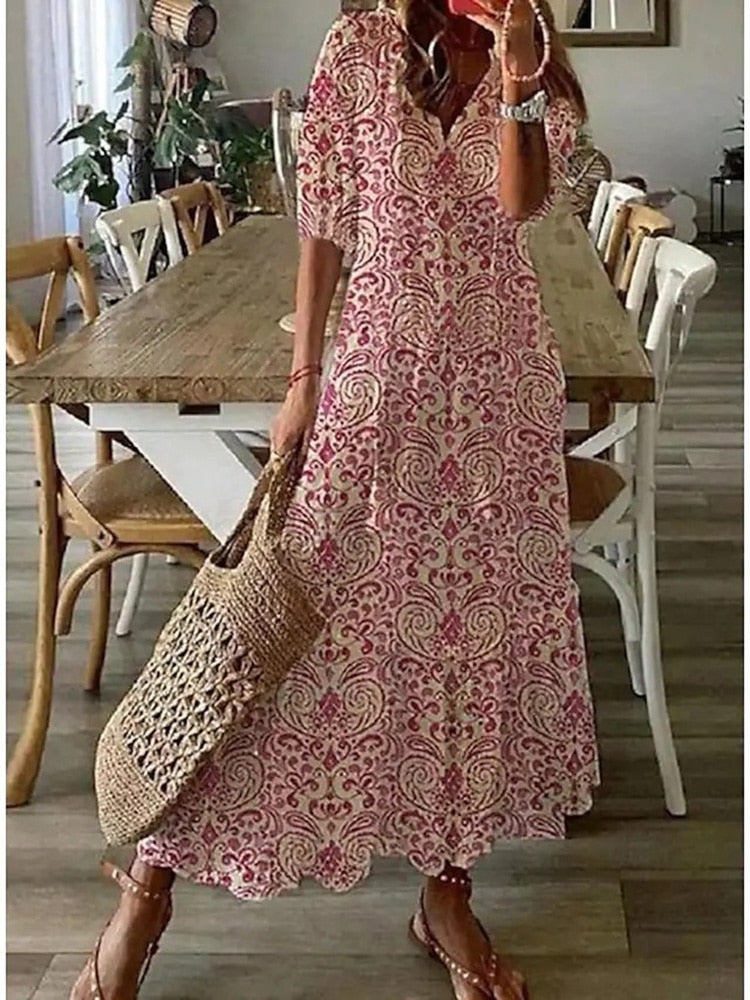 Women's Floral Print Long Summer Dress