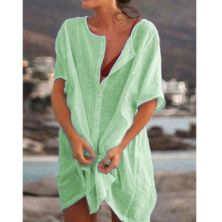 Robe chemise ample et longue - Lin et coton