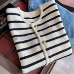 Cardigan en maille à rayures pour femme