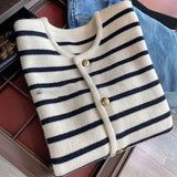 Cardigan en maille à rayures pour femme
