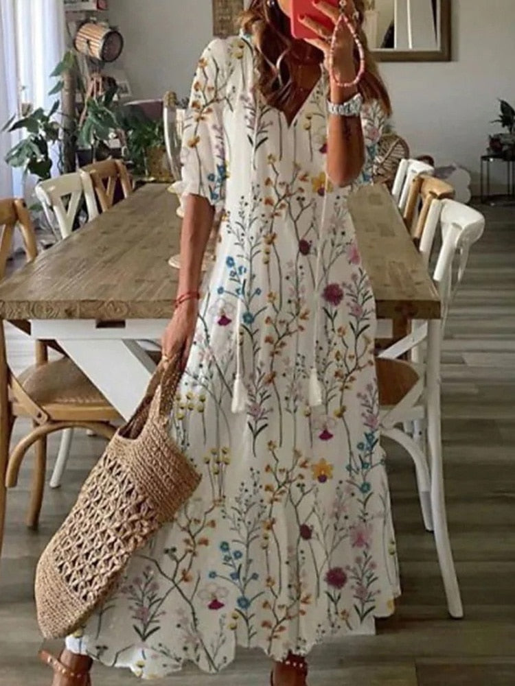 Women's Floral Print Long Summer Dress