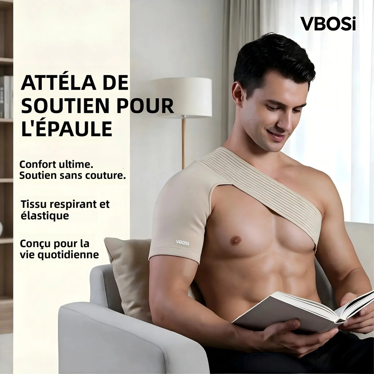 Attelle d’Épaule Respirante & Réglable – Manchon de Compression & Maintien Sportif