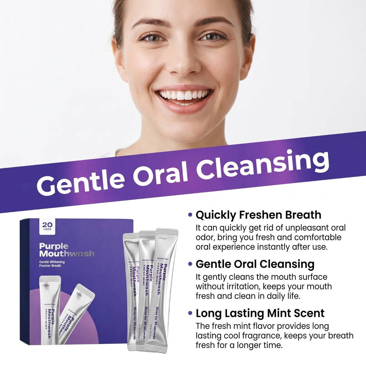 Bain de Bouche Blanchissements Dents à la Menthe – Soin et Nettoyage des Dents et Gencives