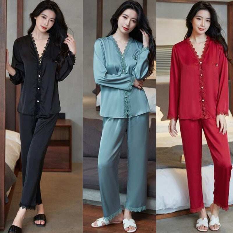 Ensemble de pyjama en satin - Femme