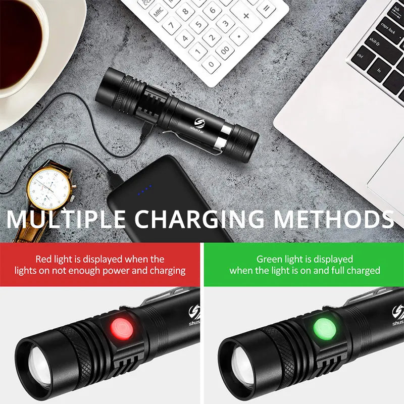 Mini lampe torche ULTRA Puissante avec Zoom - USB Rechargeable