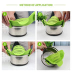 Passoire à pâtes en silicone anti-déversement, clip universel