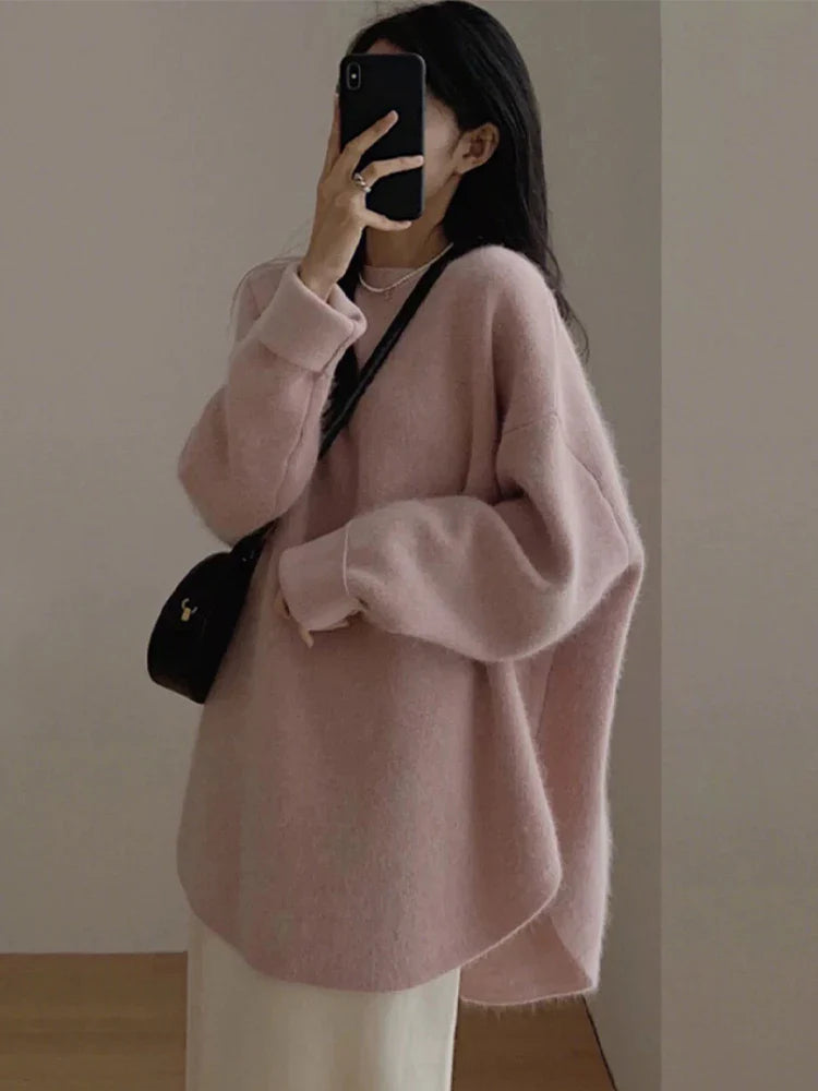 Pull en tricot moelleux à manches longues Style Japonais
