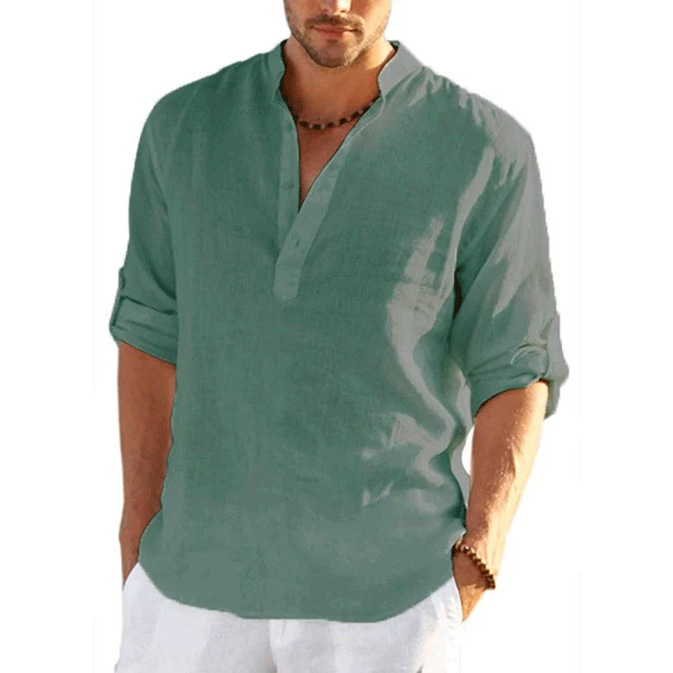 Chemise en Lin et Coton manches retroussées