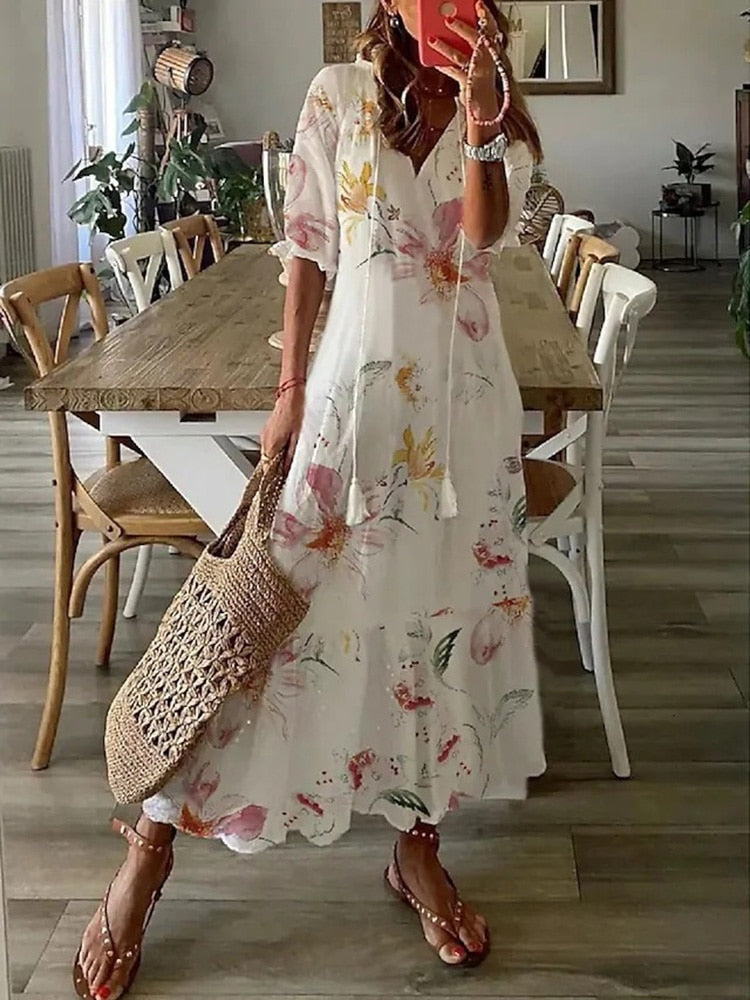 Women's Floral Print Long Summer Dress