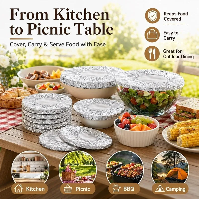 Lot de 100 Couvre-Aliments Jetables en Aluminium – Housses Isolantes pour Conservation des Plats, Fruits et Aliments