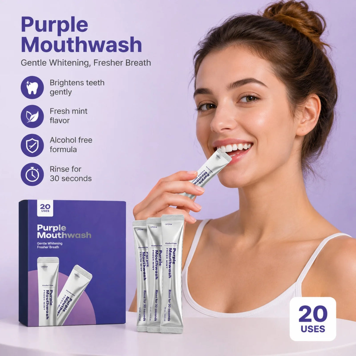 Bain de Bouche Blanchissements Dents à la Menthe – Soin et Nettoyage des Dents et Gencives
