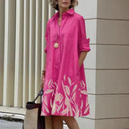 Robe chemise mi-longue col rabattu et poches - Collection 2024