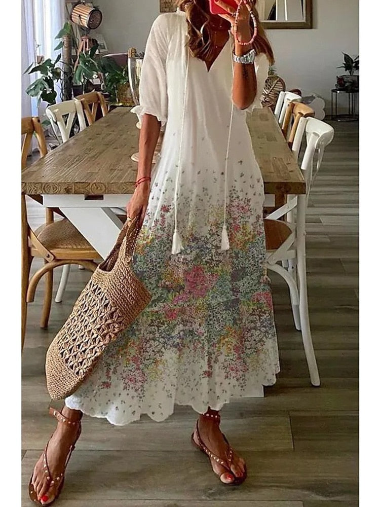 Women's Floral Print Long Summer Dress